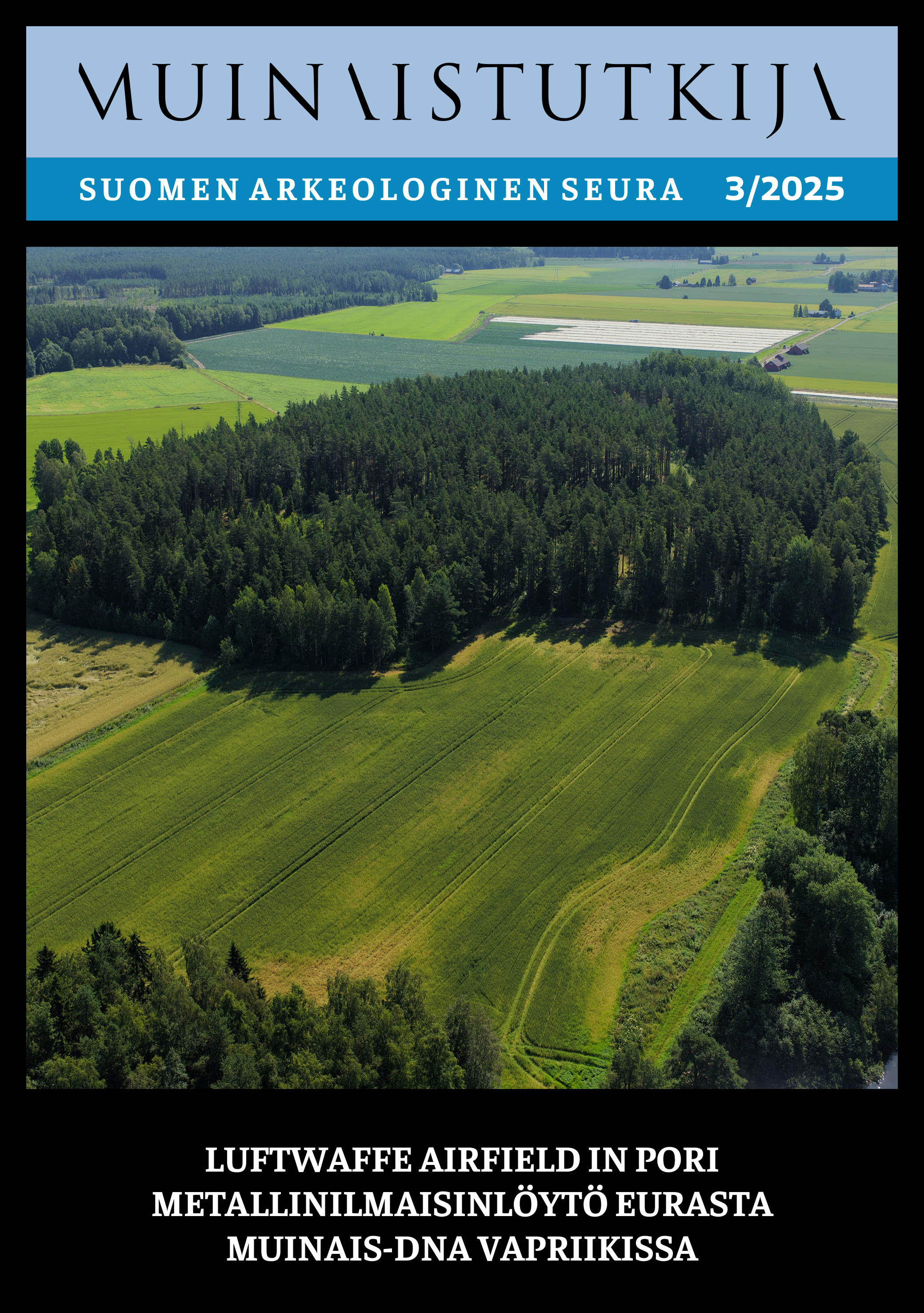 Euran Hankkasmäki: ilmakuva metsäisestä alueesta peltojen keskellä